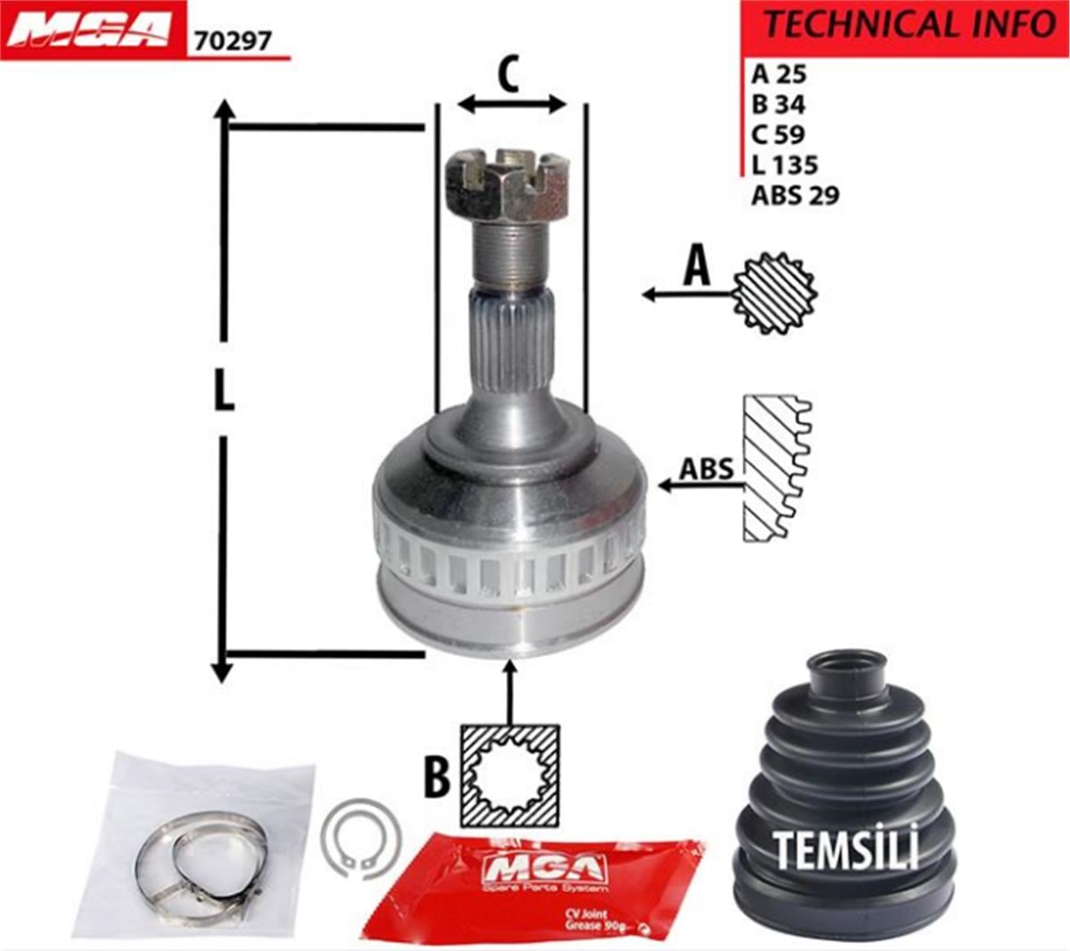 Aks Kafası (Peugeot: Partner Cıtroen: Berlingo 1.9 Xud9 Dw8) 34*59*90