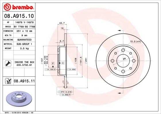 Alfa Romeo Mito Arka Fren Diski BREMBO