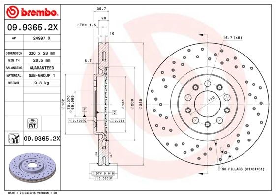 Alfa Romeo 159 Ön Fren Aynası Delikli BREMBO