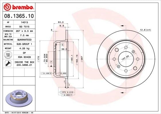 Alfa Romeo Arka Standart Fren Diski BREMBO