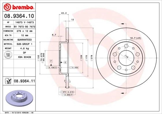 Alfa Romeo Arka Fren Diski UV Coated BREMBO