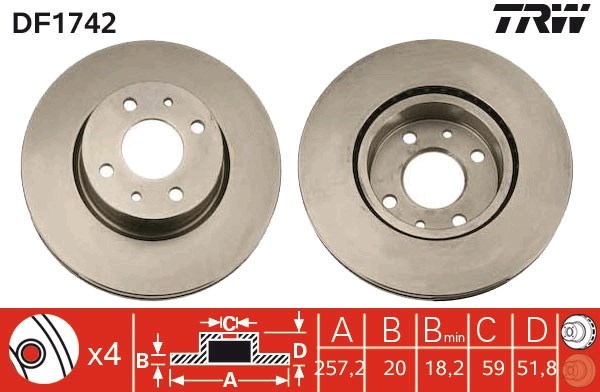 Alfa Romeo 164 Fiat Croma Lancia Delta I Thema Ön Fren Diski TRW