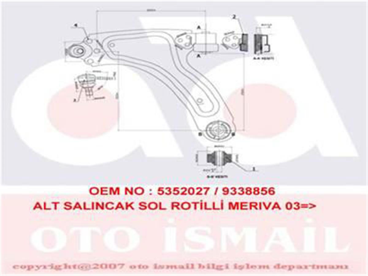 Alt Salıncak Komple Sol Merıva 1.4 16V Twınpart-1.6-1.6 16V-1.8-1.3Cdtı-1.7Dtı-1