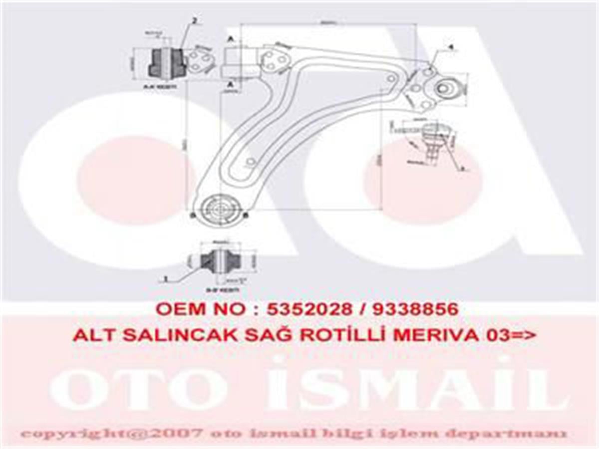 Alt Salıncak Sağ Komple Merıva 1.4 16V Twınpart-1.6-1.6 16V-1.8-1.3Cdtı-1.7Dti-1