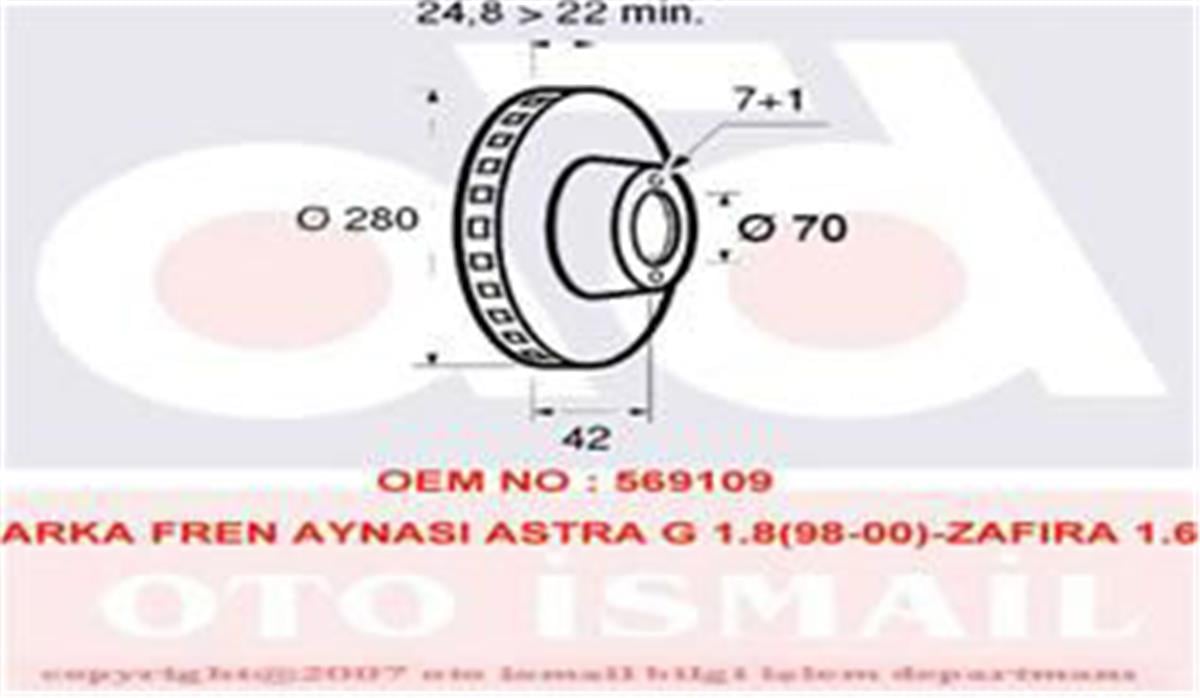 Arka Fren Aynası Astra G-H Merıva B 03 Zafıra 99 2.0 Di-2.0 16V-2.2Dtı-1.8 16V 2