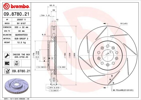 Aston Martin Ön Fren Diski UV Coated BREMBO