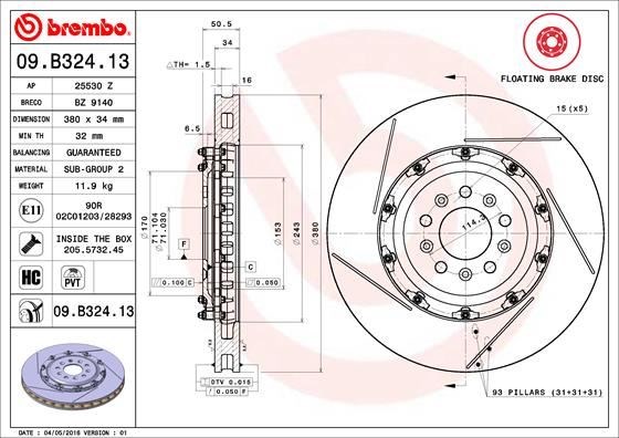 Aston Martin Ön Fren Diski [Floating] BREMBO