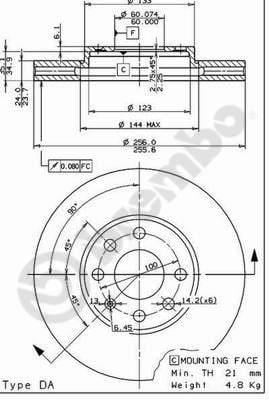 Opel Astra G Zafira A Ön Fren Aynası Havalı [256x24x4DL] BREMBO