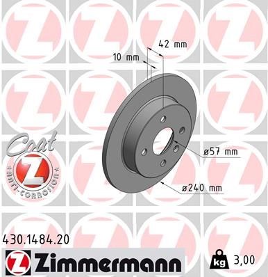 Opel Astra G Arka Fren Diski Dolu 240mm ZIMMERMANN