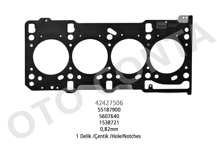 Opel Astra H Silindir Kapak Contası 0.82mm 1.3 CDTI MTJ 1 Çentik OTOCONTA