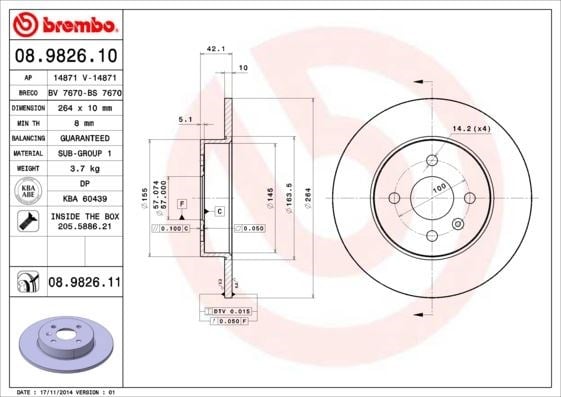 Opel Astra H Arka Fren Aynası Dolu BREMBO