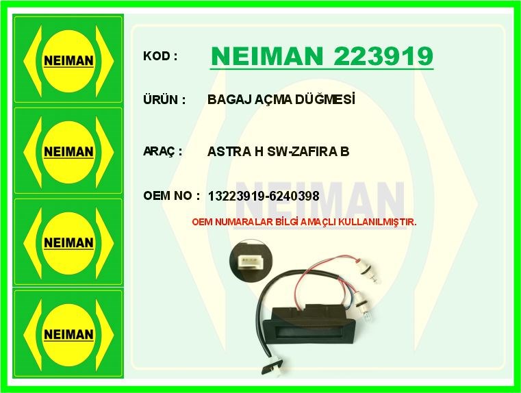 Opel Astra H SW Bagaj Açma Düğmesi BESCHER