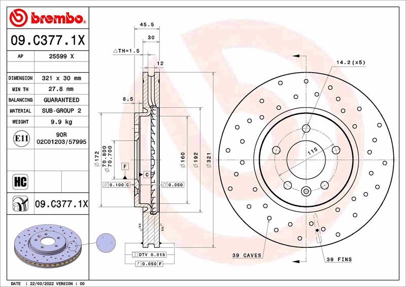 Opel Astra J Ön Fren Aynası 17 İnç BREMBO
