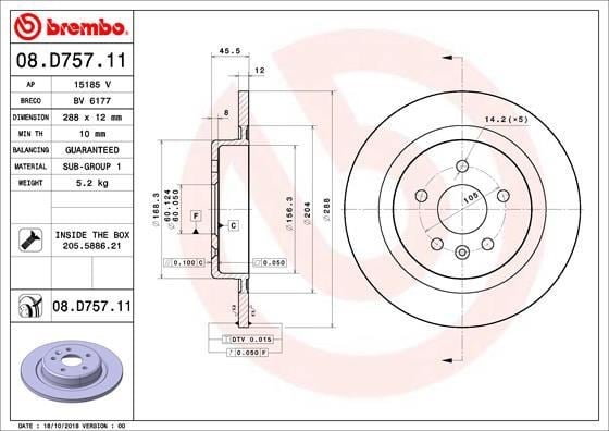 Opel Astra K Arka Fren Diski Dolu BREMBO