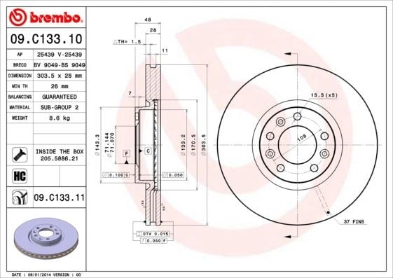Opel Astra L Grandland Combo E Ön Fren Aynası Havalı BREMBO