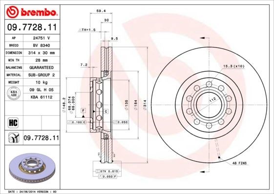 Audi Ön Fren Diski UV Kaplamalı BREMBO