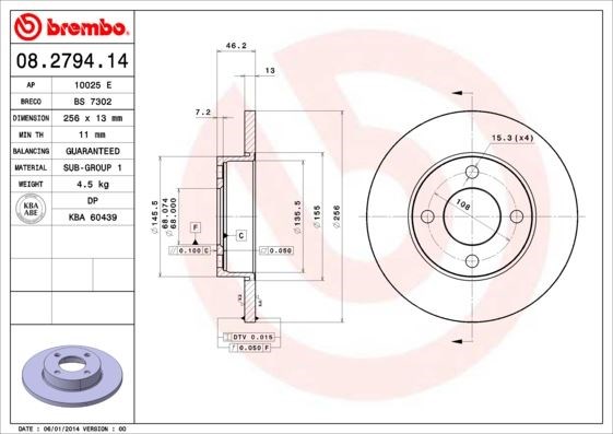Audi 80 B3 80>91 90 B3 87>92 100 C2 77> Ön Sağ-Sol Fren Diski BREMBO