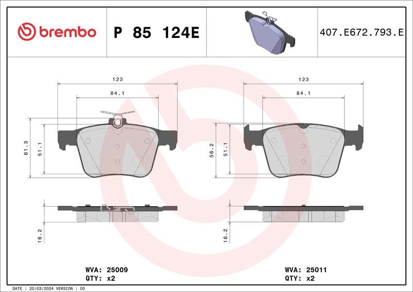 Audi A3 Sportback 8VA Fren Balatası BREMBO