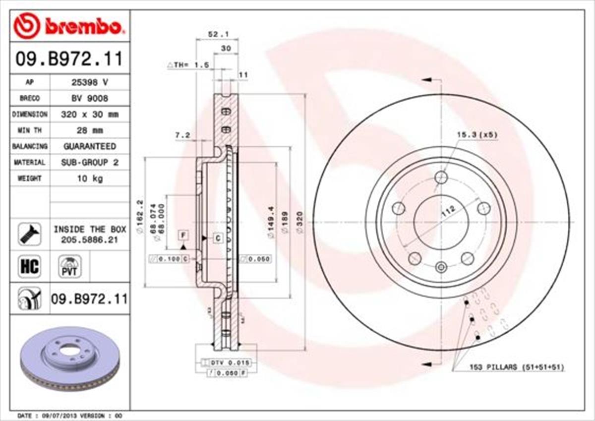 Audi A4 A5 A6 A7 Q5 Ön Fren Aynası 320X30x28 8R0615301-8R0615301c