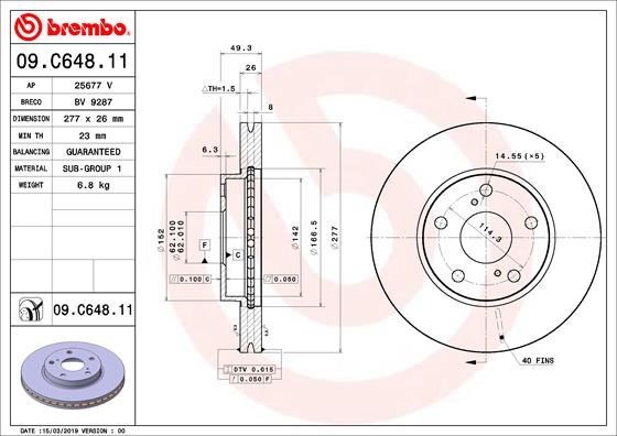 Toyota Auris Ön Fren Diski Hava Kanallı BREMBO