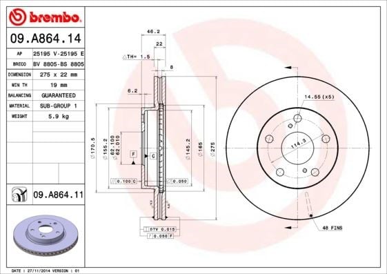 Toyota Auris Ön Fren Diski Hava Kanallı BREMBO