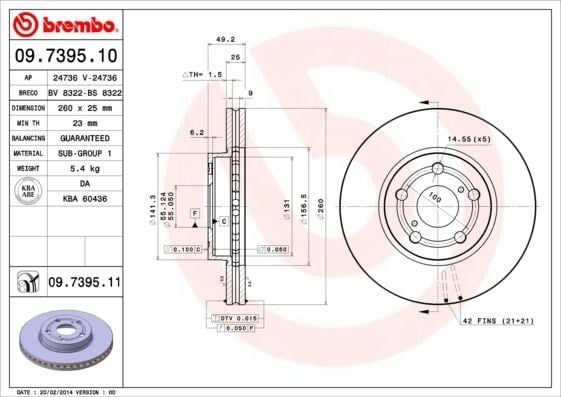 Toyota Avensis Ön Fren Diski Havalı [260 çap x 5 bijon] BREMBO