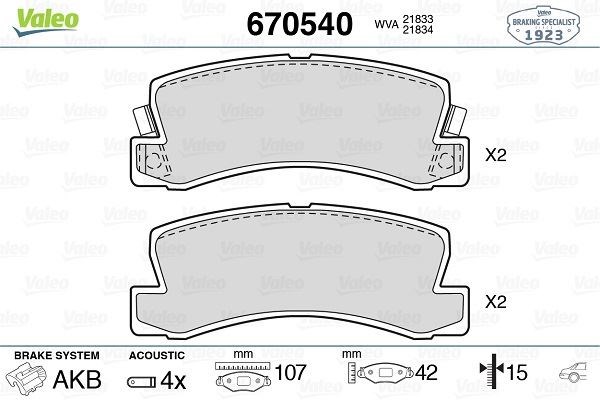Lexus ES 300 Toyota Avensis Arka Disk Fren Balatası VALEO