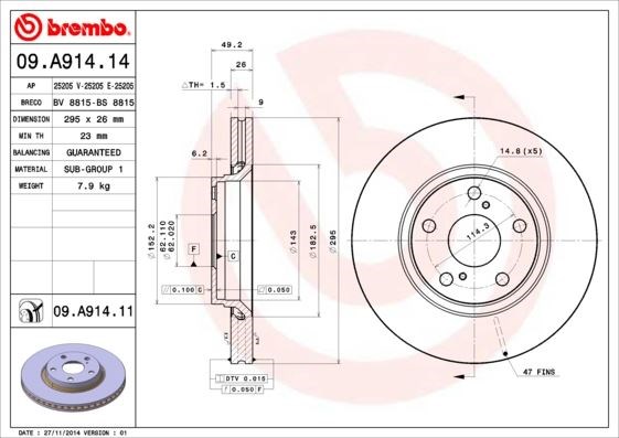 Toyota Avensis Ön Fren Diski Havalı BREMBO