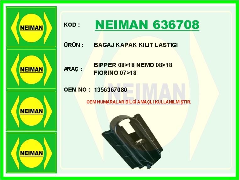Peugeot Bipper Citroen Nemo Fiat Fiorino Bagaj Kapak Kilit Lastiği BESCHER