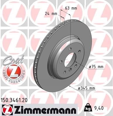 BMW 5 Serisi E60 E61 6 Serisi E63 E64 Arka Fren Diski ZIMMERMANN