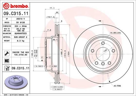 BMW Arka Fren Diski UV Coated BREMBO