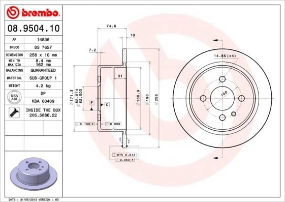 BMW Arka Standart Fren Diski BREMBO