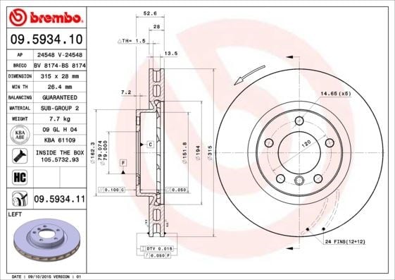 BMW Ön Fren Diski UV Kaplamalı BREMBO