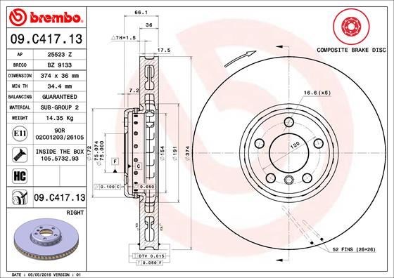 BMW Ön Fren Diski Composite BREMBO