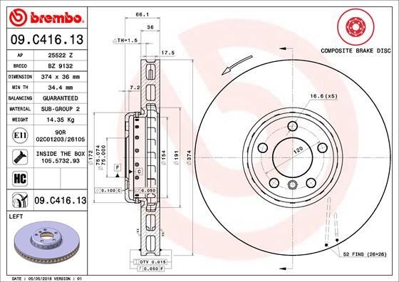BMW Ön Fren Diski Composite BREMBO