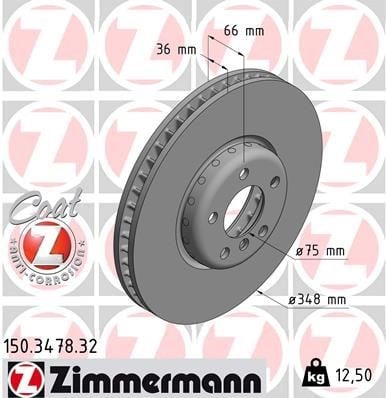 BMW 5 Serisi F10 F07 F11 6 Serisi F12 F13 Sol Fren Diski ZIMMERMANN