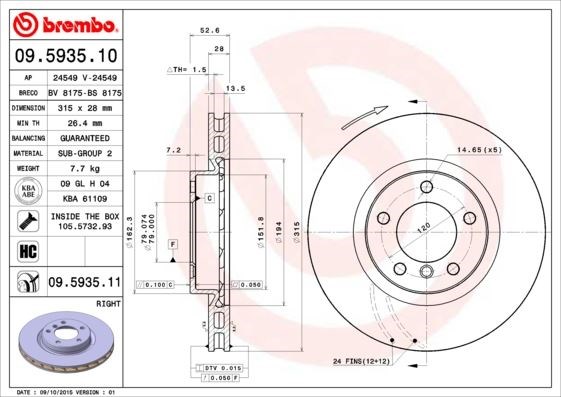 BMW Ön Fren Diski UV Kaplamalı BREMBO
