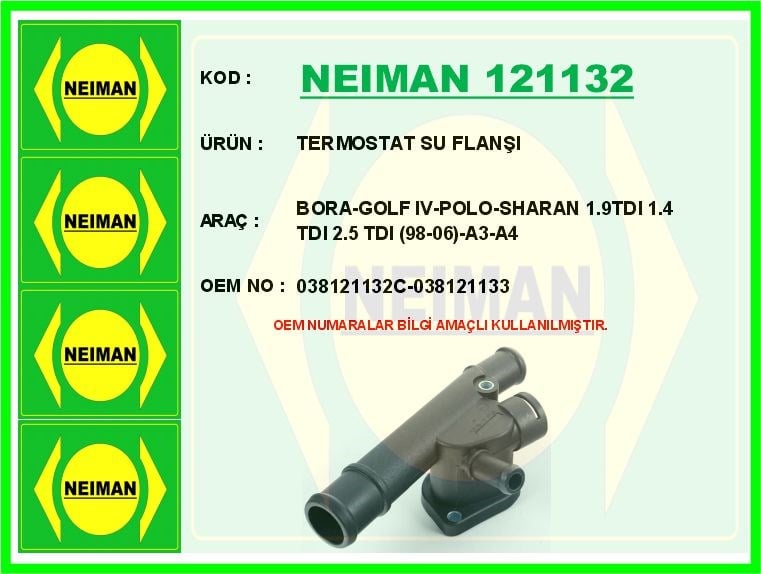 Volkswagen Bora Golf 4 Polo Sharan Termostat Su Flanşı 1.9TDI 1.4 TDI 2.5 TDI BESCHER