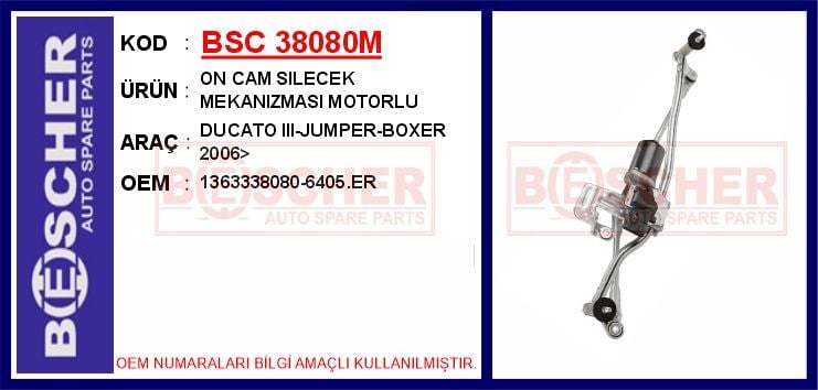 Peugeot Boxer Ön Cam Silecek Motor Mekanizması Komple BESCHER