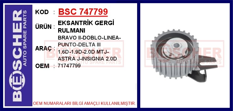 Fiat Bravo II Doblo Linea Punto Eksantrik Gergi Rulmanı 1.6D 1.9D 2.0D MTJ BESCHER