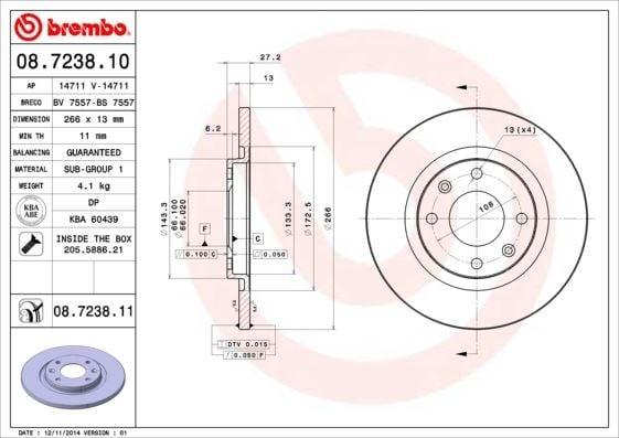 Citroen C2 Ön Fren Aynası BREMBO