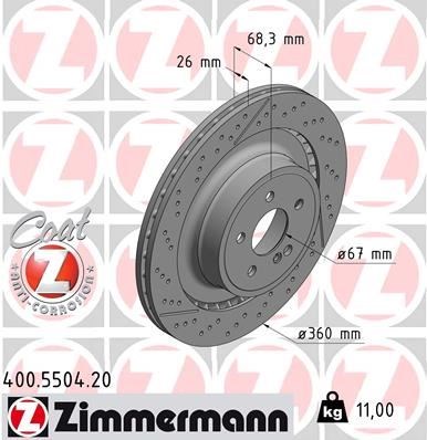 Mercedes C204 C218 X218 W212 S212 Arka Fren Diski ZIMMERMANN