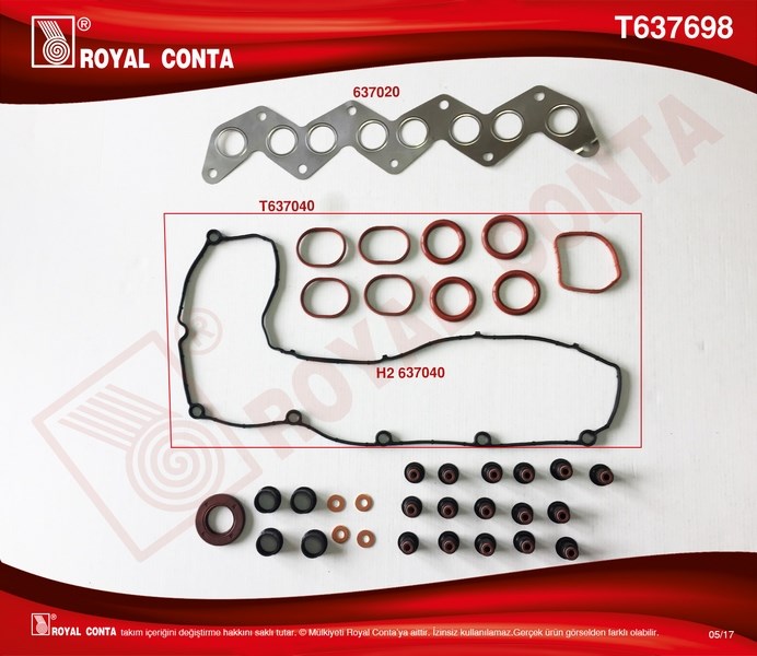 Citroen C4 C5 C8 Jumpy Ford Mondeo Volvo C30 S40 Üst Takım Conta Keçeli ROYAL