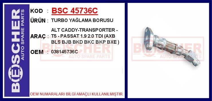 Volkswagen Caddy Turbo Yağlama Borusu Alt BESCHER