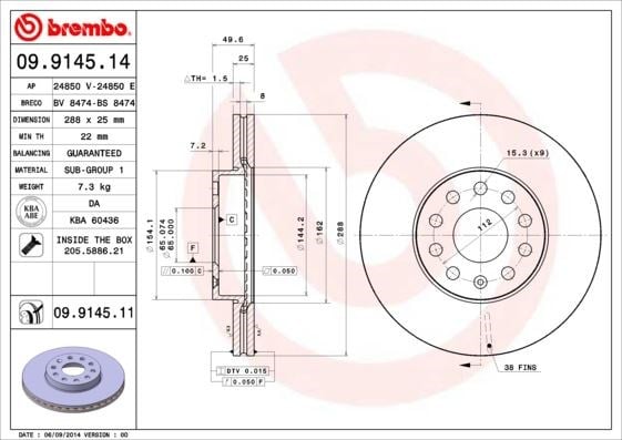 Volkswagen Caddy Ön Fren Diski BREMBO