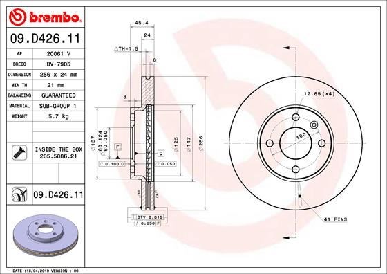 Chevrolet Aveo T300 Ön Fren Diski Havalı BREMBO