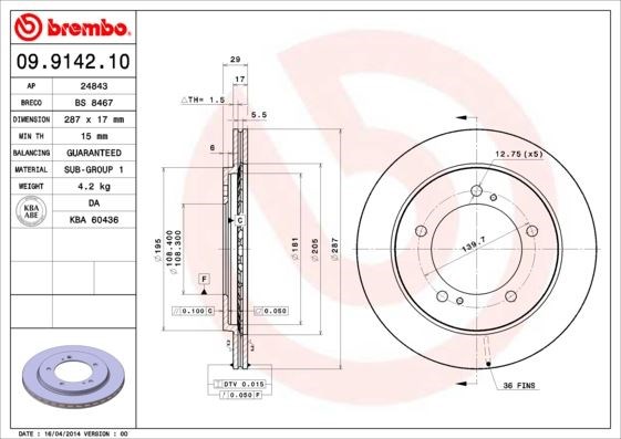 Chevrolet Ön Fren Diski Standard BREMBO