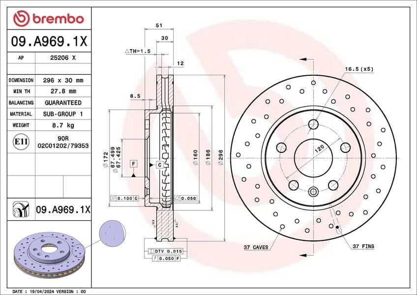 Buick Lacrosse Regal Chevrolet Malibu Opel Insignia Fren Diski BREMBO