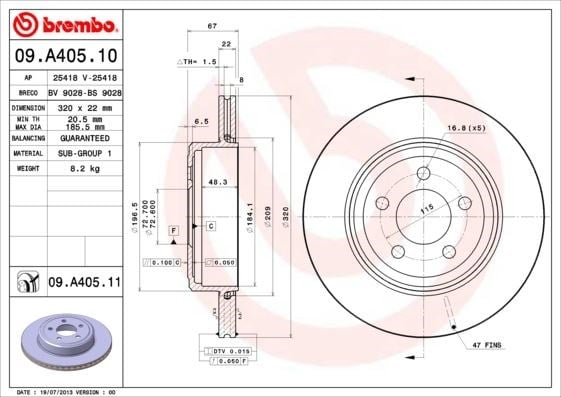 Chrysler Arka Fren Diski UV Kaplamalı BREMBO