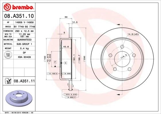 Chrysler Arka Fren Diski UV Kaplamalı BREMBO